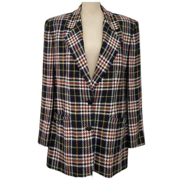 Liz Claiborne Vintage 90s Plaid Blazer ILGWU Size 12 - Picture 1 of 9